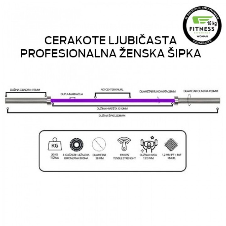 CROSSFIT ŽENSKA CERAKOTE ŠIPKA - LJUBIČASTA CROSSFIT ŽENSKA CERAKOTE ŠIPKA - LJUBIČASTA