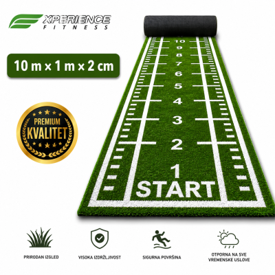 Veštačka trava za funkcionalni trening 10 x 1 m sa oznakama za sprint i trening sa sankama