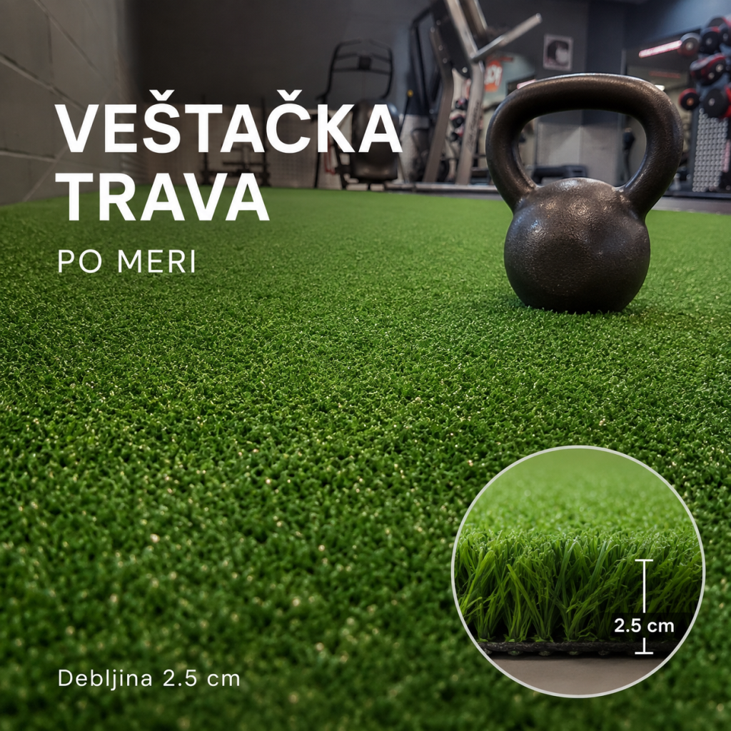 Veštačka trava za teretanu debljine 2.5 cm