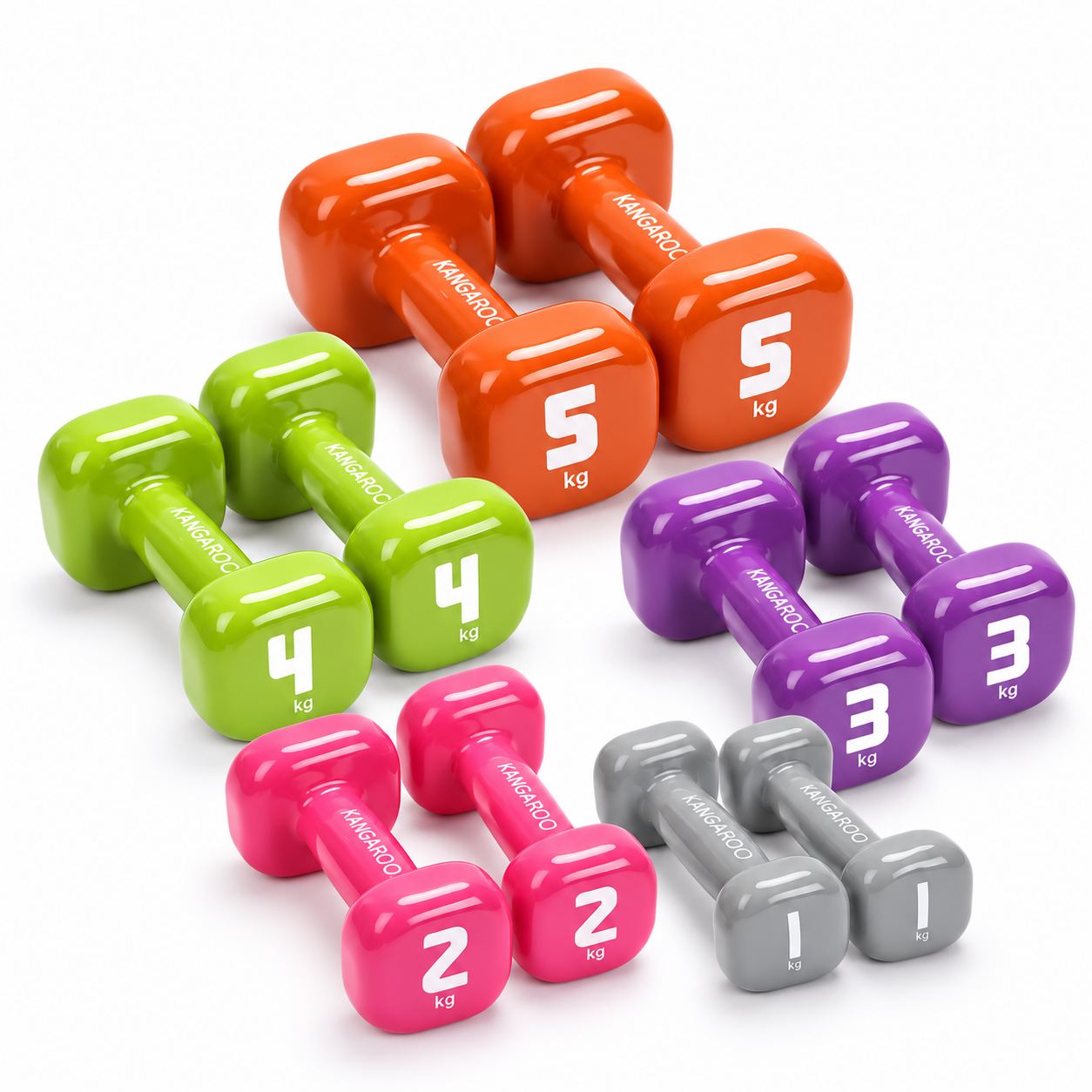 PVC bučice Kangaroo Fitness 1kg–5kg – ručni tegovi za vežbanje
